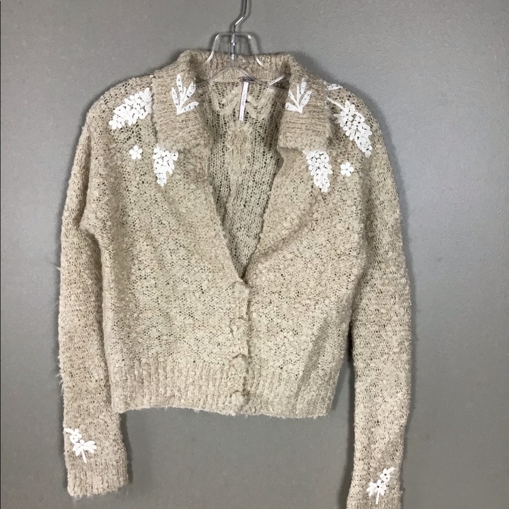 Free People,Sz S,CreamMohair blend, lace/sparkles